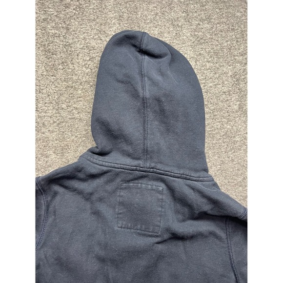 Hollister Hoodie Women Medium Navy Blue Button Front Logo Sleeve Sweatshirt - Picture 15 of 16